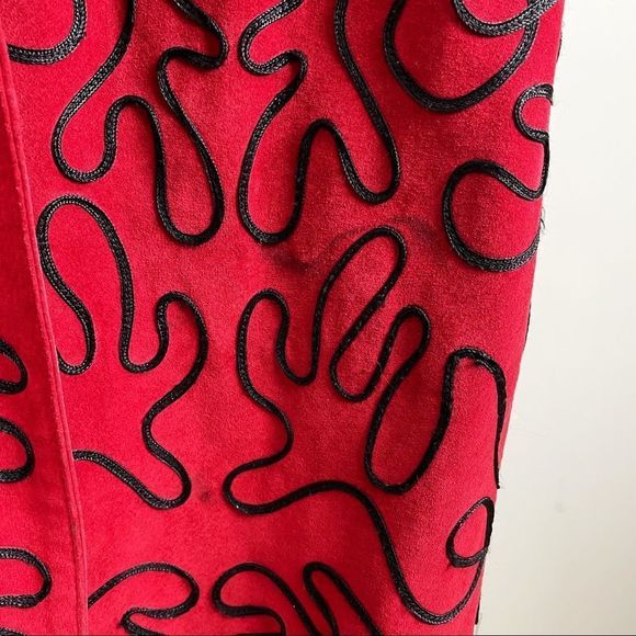 VINTAGE Danier Suede Red Full Length Long Trench Coat - Picture 5 of 16